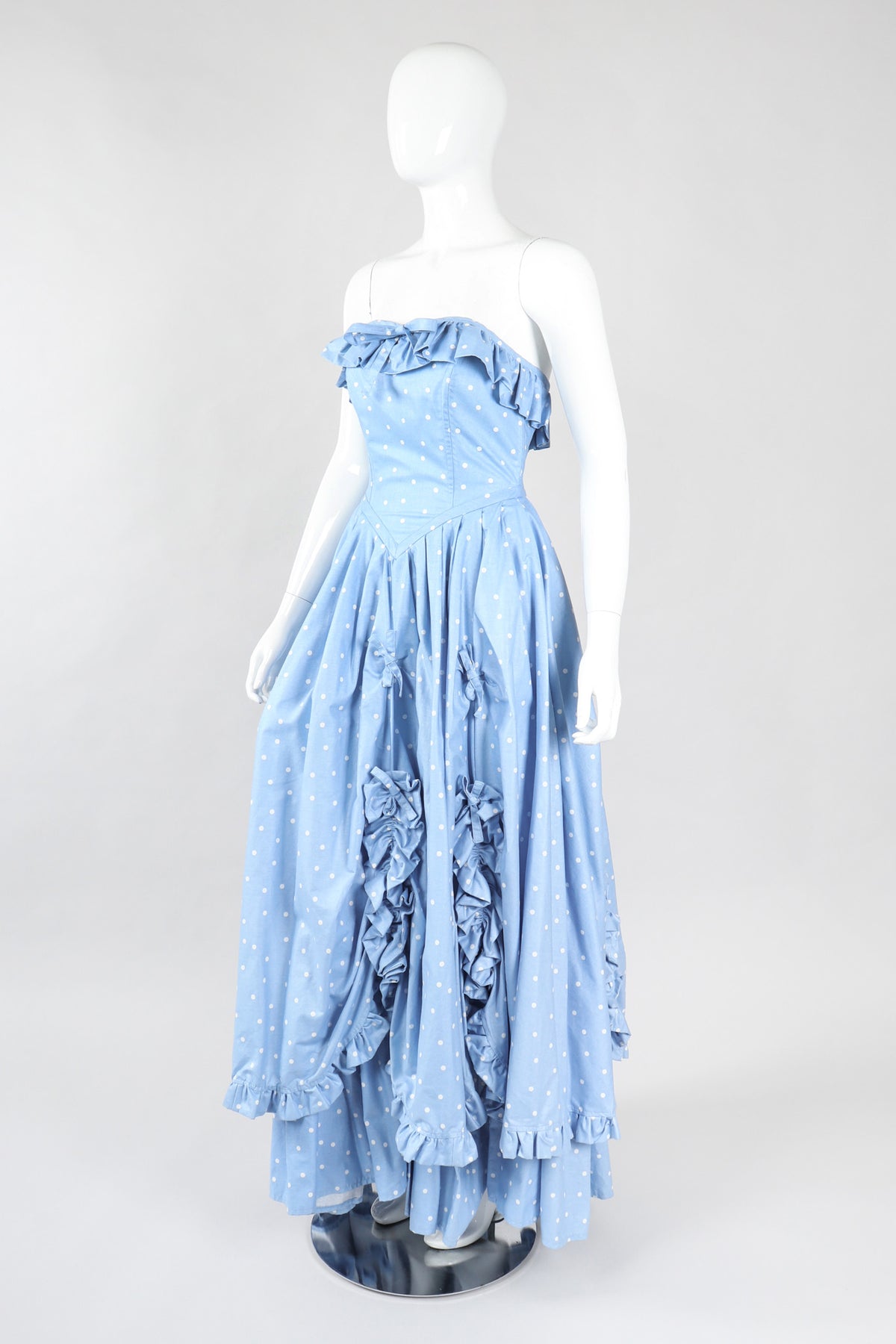 Vintage Laura Ashley Polka Dot Broadcloth Strapless Cotton Ball Gown – Recess Vintage Laura Ashley Polka Dot Broadcloth Strapless Cotton Ball Gown – Recess