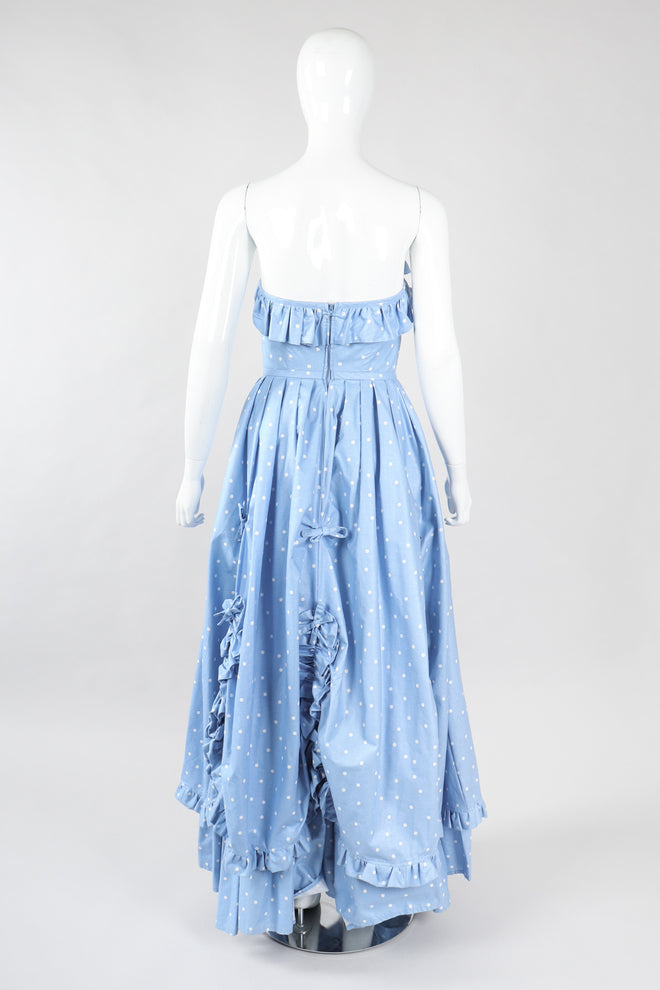 Recess Los Angeles Vintage Laura Ashley Polka Dot Broadcloth Strapless Cotton Ball Gown