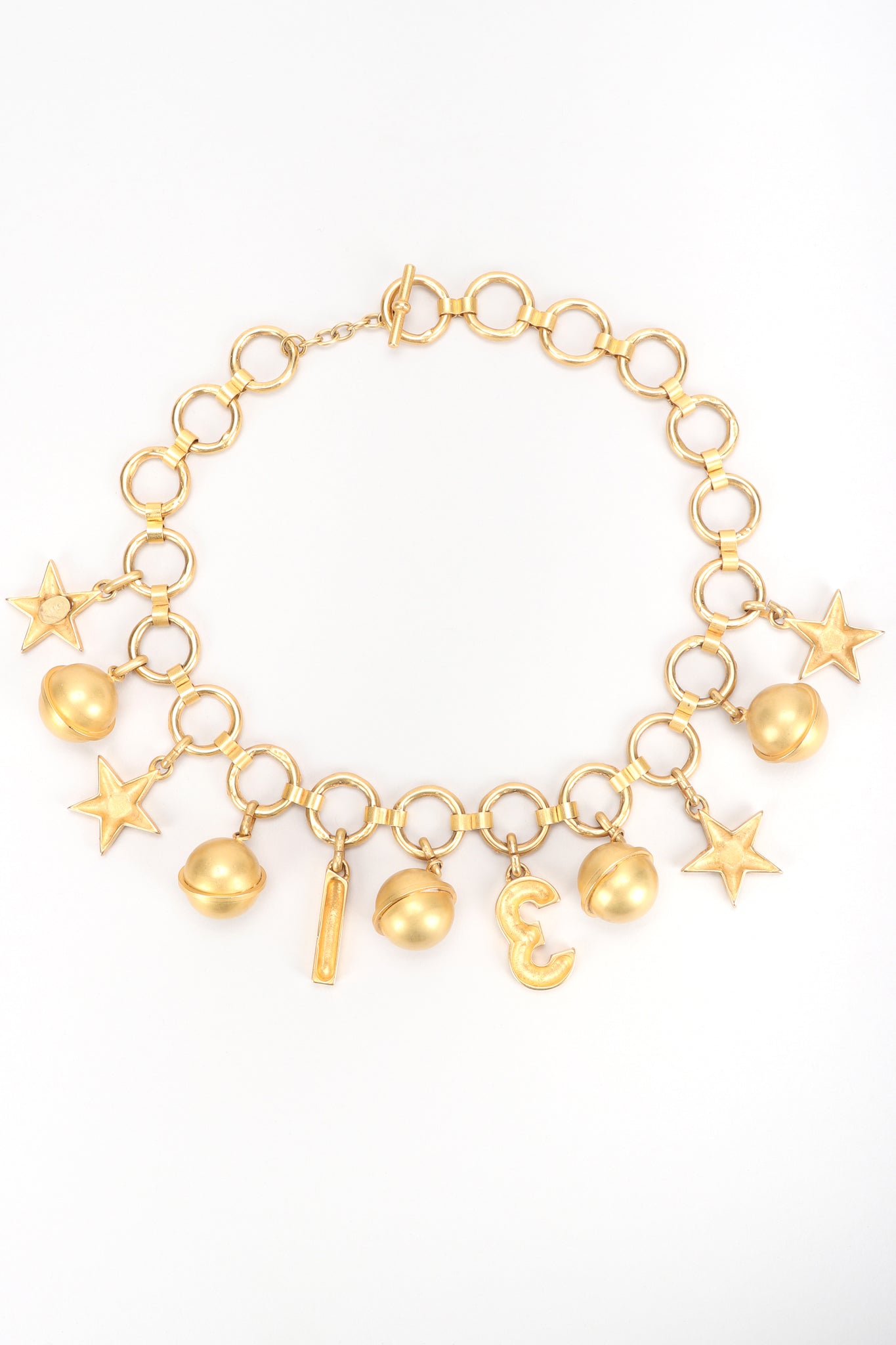 Recess Designer Consignment Vintage Escada Laurél Star Charm Globe 31 Collar Necklace Los Angeles Resale