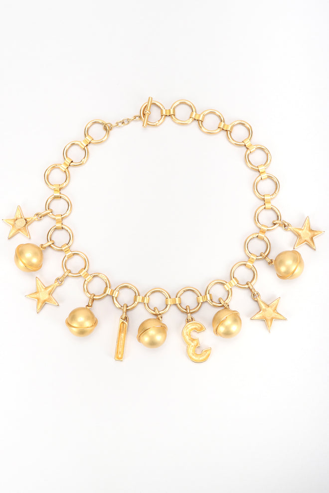 Recess Designer Consignment Vintage Escada Laurél Star Charm Globe 31 Collar Necklace Los Angeles Resale
