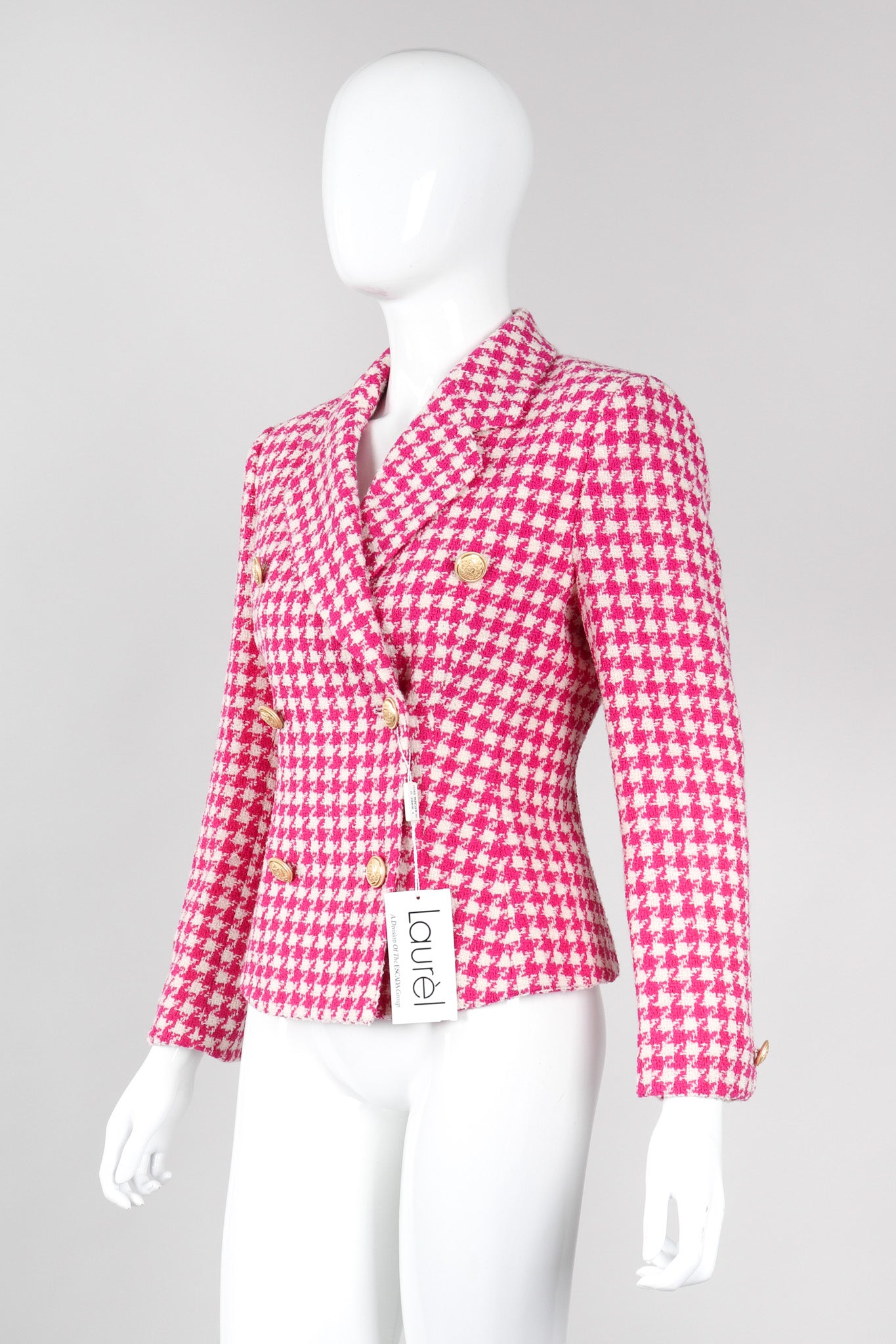 Recess Los Angeles Vintage Escada Laurél Fuchsia Houndstooth Blazer