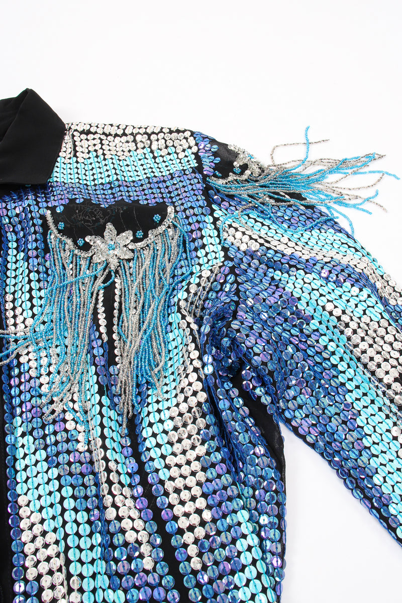 Vintage Lauren Nicole Sheer Sequin Fringe Shirt sleeve fringe at Recess Los Angeles