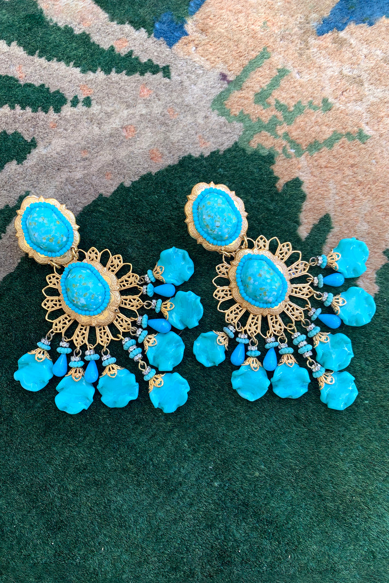 Vintage Lawrence Larry Vrba Turquoise Drop Chandelier Earrings at Recess Los Angeles