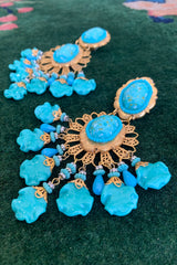 Vintage Lawrence Larry Vrba Turquoise Drop Chandelier Earrings at Recess Los Angeles