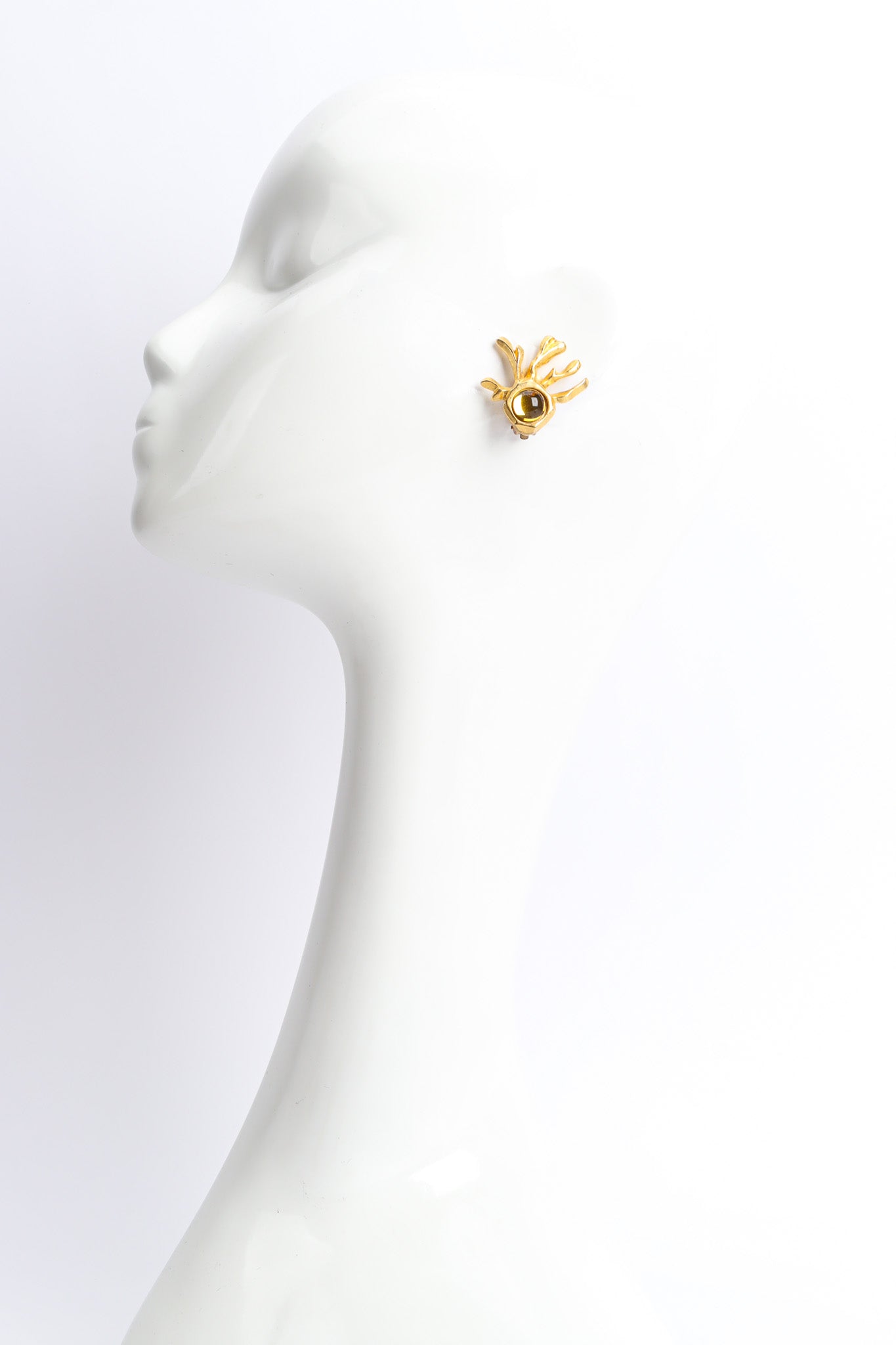 Le Thi Paris Abstract Jeweled Hand Necklace & Earring Set on mannequin ear @ Recess LA
