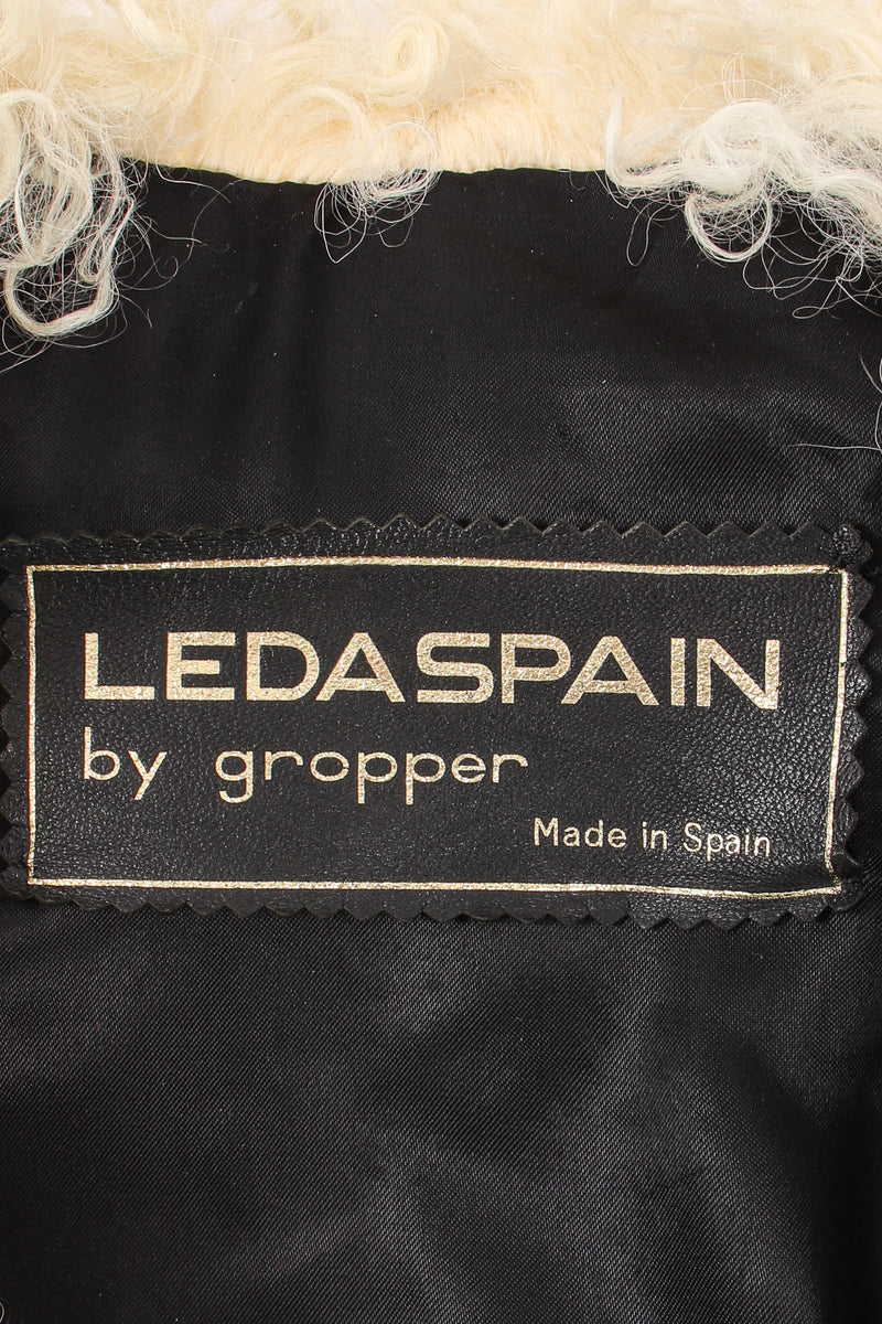 Vintage Leda Spain by Gropper Leather & Lamb Fur Trench Coat label at Recess LA
