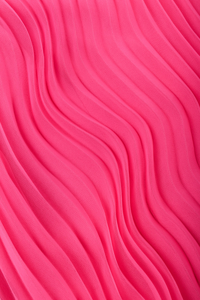 Recess Los Angeles Vintage Lee Jordan Hot Pink Pleated Feather Trim Trapeze Swing Dress