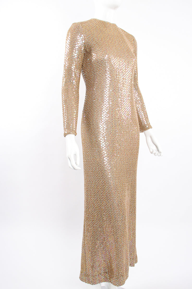Vintage Leo Narducci Iridescent Champagne Sequin Dress on Mannequin crop at Recess Los Angeles