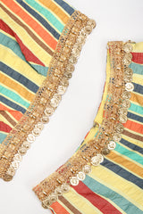 Recess Los Angeles Designer Consignment Vintage Leo Narducci Striped Seersucker Coin Fringe Crop Top & Pant Carnival Set