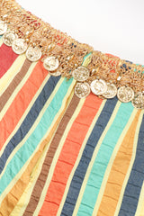 Recess Los Angeles Designer Consignment Vintage Leo Narducci Striped Seersucker Coin Fringe Crop Top & Pant Carnival Set