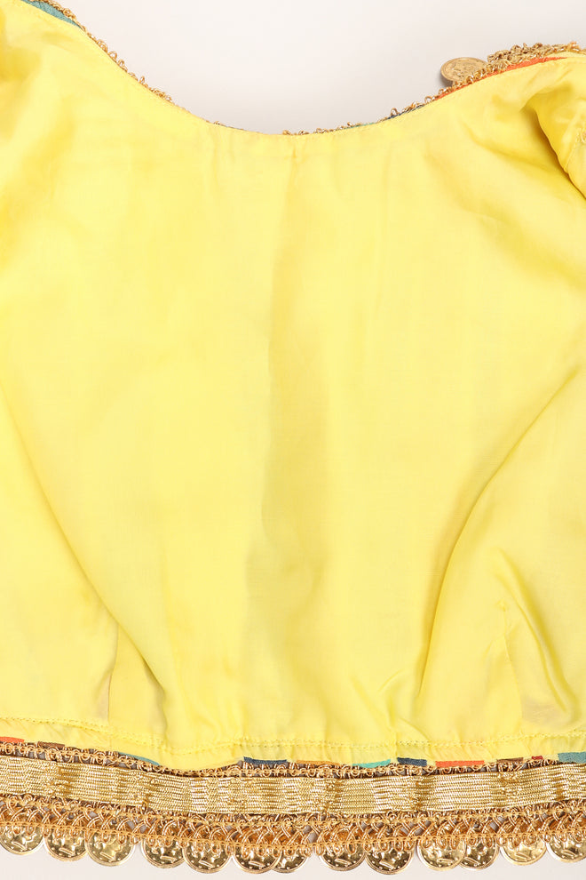 Recess Los Angeles Designer Consignment Vintage Leo Narducci Striped Seersucker Coin Fringe Crop Top & Pant Carnival Set