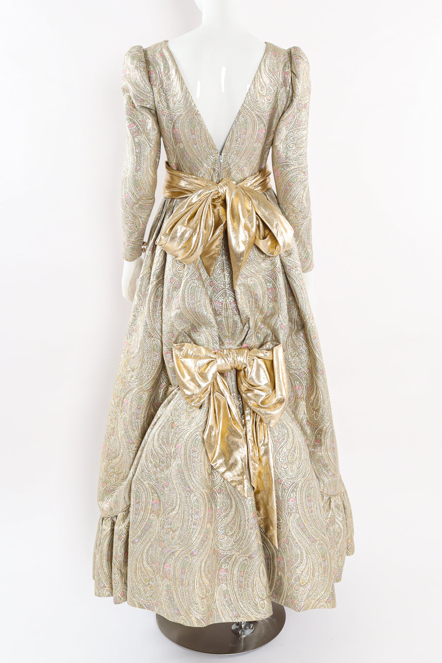 Vintage Leonard for Neiman Marcus Floral Brocade Metallic Gown mannequin back @ Recess LA