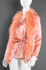 Vintage Joseph 1970s Fogarty Floral Feather Jacket & Top Set mannequin angle set  @ Recess Los Angeles