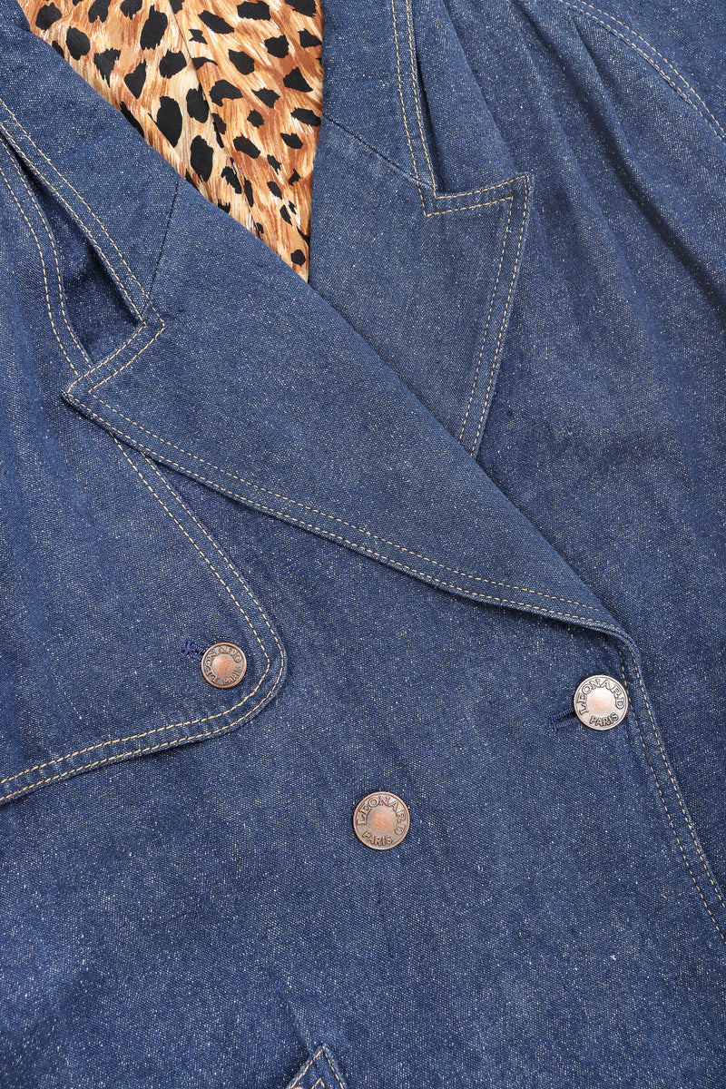 Recess Designer Consignment Vintage Leonard Double Breasted Denim Cocoon Car Coat Trench Los Angeles Resale