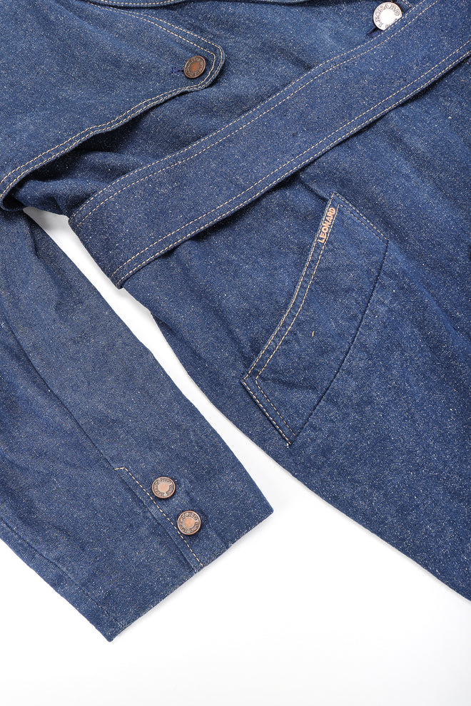 Recess Designer Consignment Vintage Leonard Double Breasted Denim Cocoon Car Coat Trench Los Angeles Resale