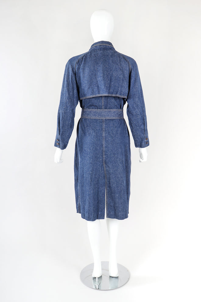 Recess Designer Consignment Vintage Leonard Double Breasted Denim Cocoon Car Coat Trench Los Angeles Resale
