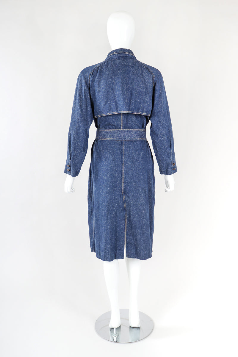 Recess Designer Consignment Vintage Leonard Double Breasted Denim Cocoon Car Coat Trench Los Angeles Resale