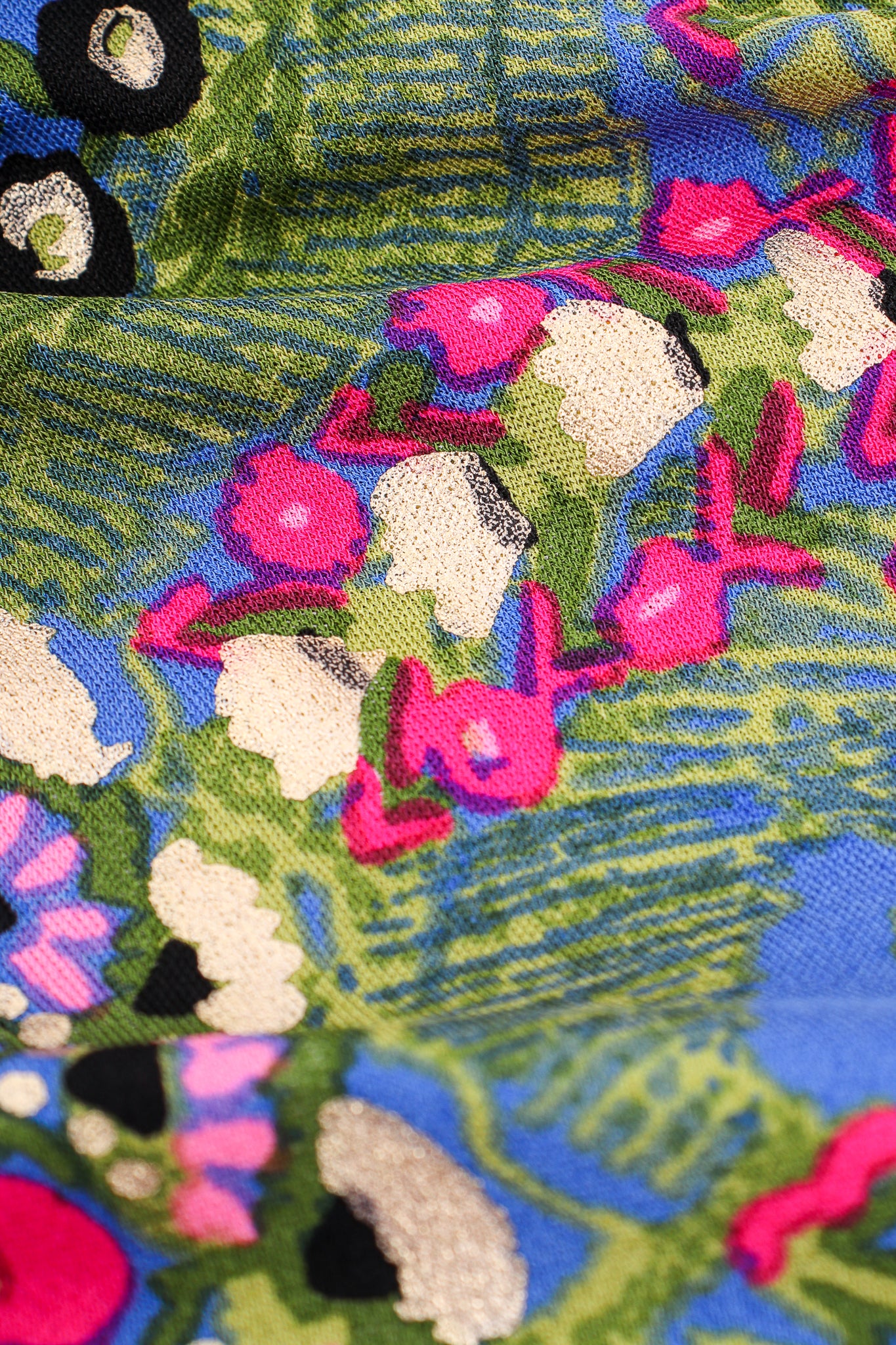 Vintage Leonard Floral Batwing Cape Gown fabric detail at Recess Los Angeles