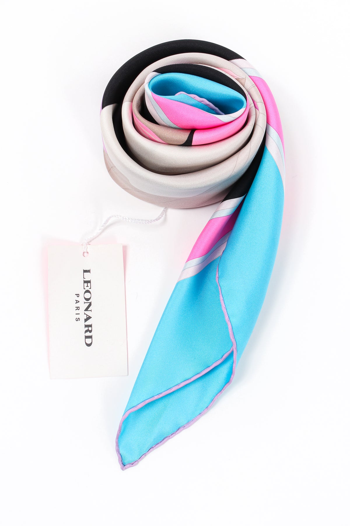 Foulard En Soie Léonard - Motif Floral Multicolore - Occasion En Très Bon état - Made In France