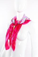 Vintage Leonard Chiffon Striped Hot Iris Scarf on Mannequin at Recess Los Angeles