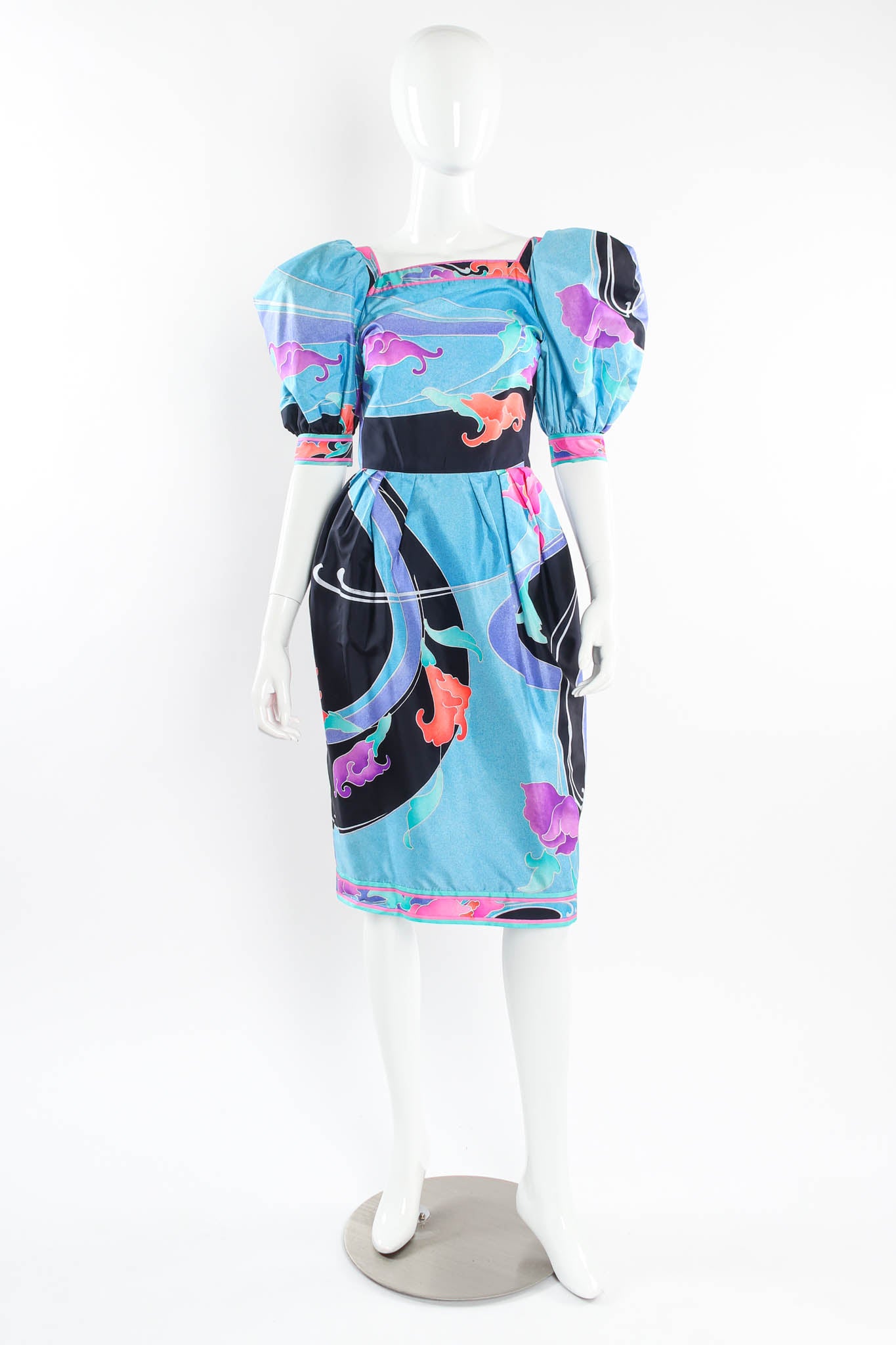 Vintage Leonard Abstract Floral Waves Dress mannequin front @ Recess Los Angeles