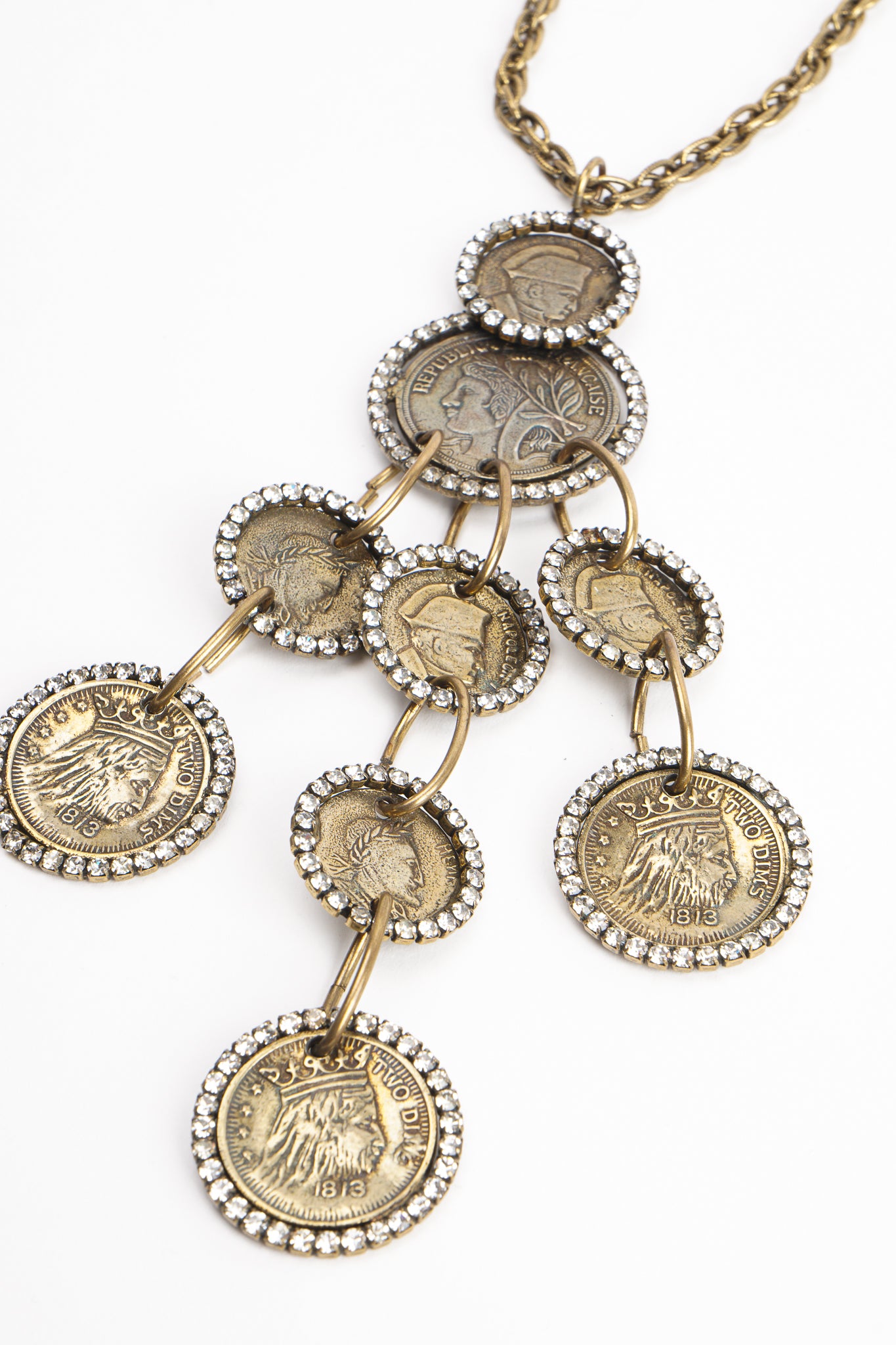 Vintage Les Bernard Rhinestone Coin Pendant Necklace at Recess Los Angeles