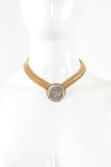 Vintage Les Bernard Greek Coin Chain Collar on Mannequin at Recess Los Angeles