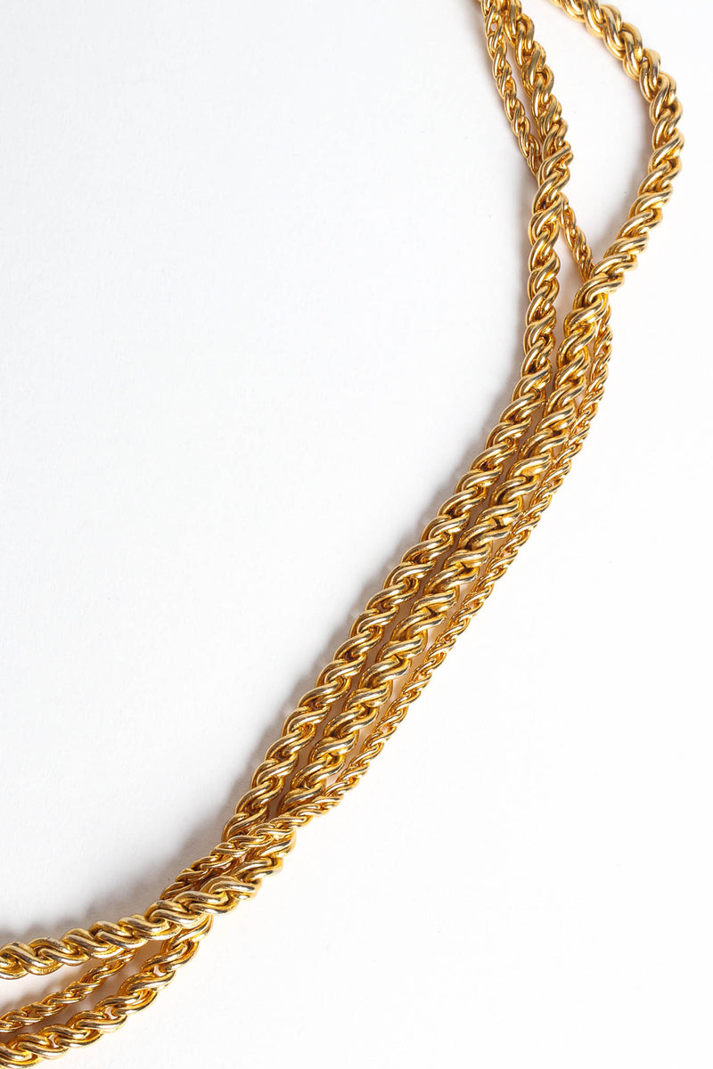 Vintage Les Bernard Golden Rope Triple Chain Necklace rope close @ Recess LA