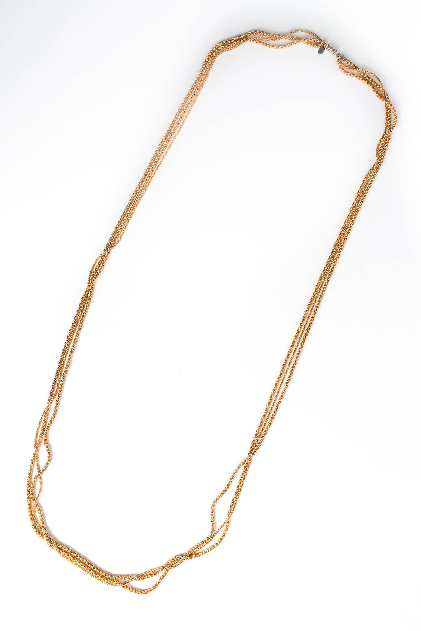 Vintage Les Bernard Golden Rope Triple Chain Necklace overall @ Recess LA