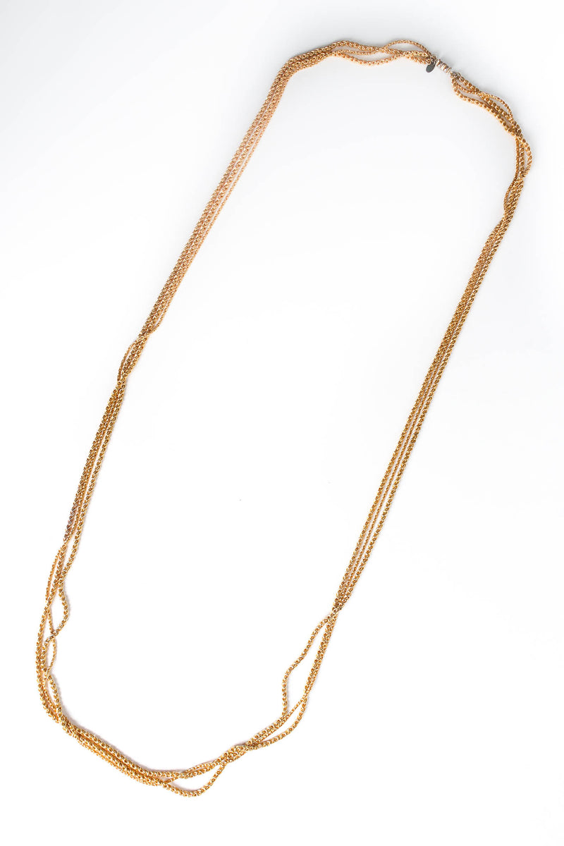 Vintage Les Bernard Golden Rope Triple Chain Necklace overall @ Recess LA