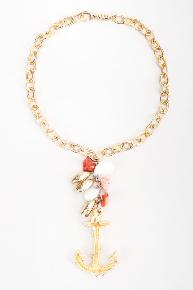Recess Los Angeles Vintage Les Bernard Anchor Shell Mussel Charm Y Necklace