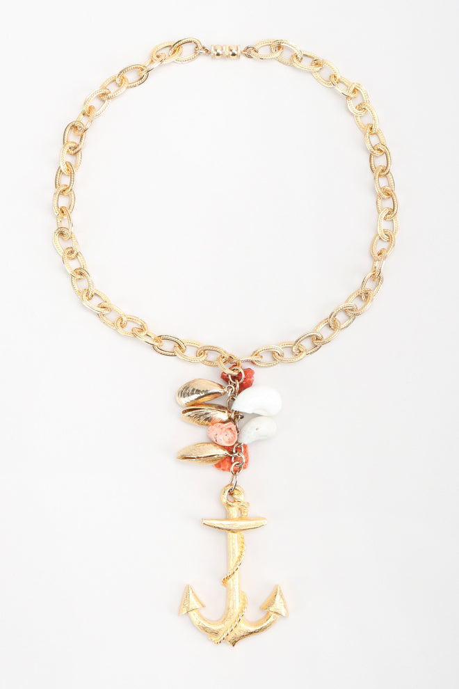 Recess Los Angeles Vintage Les Bernard Anchor Shell Mussel Charm Y Necklace