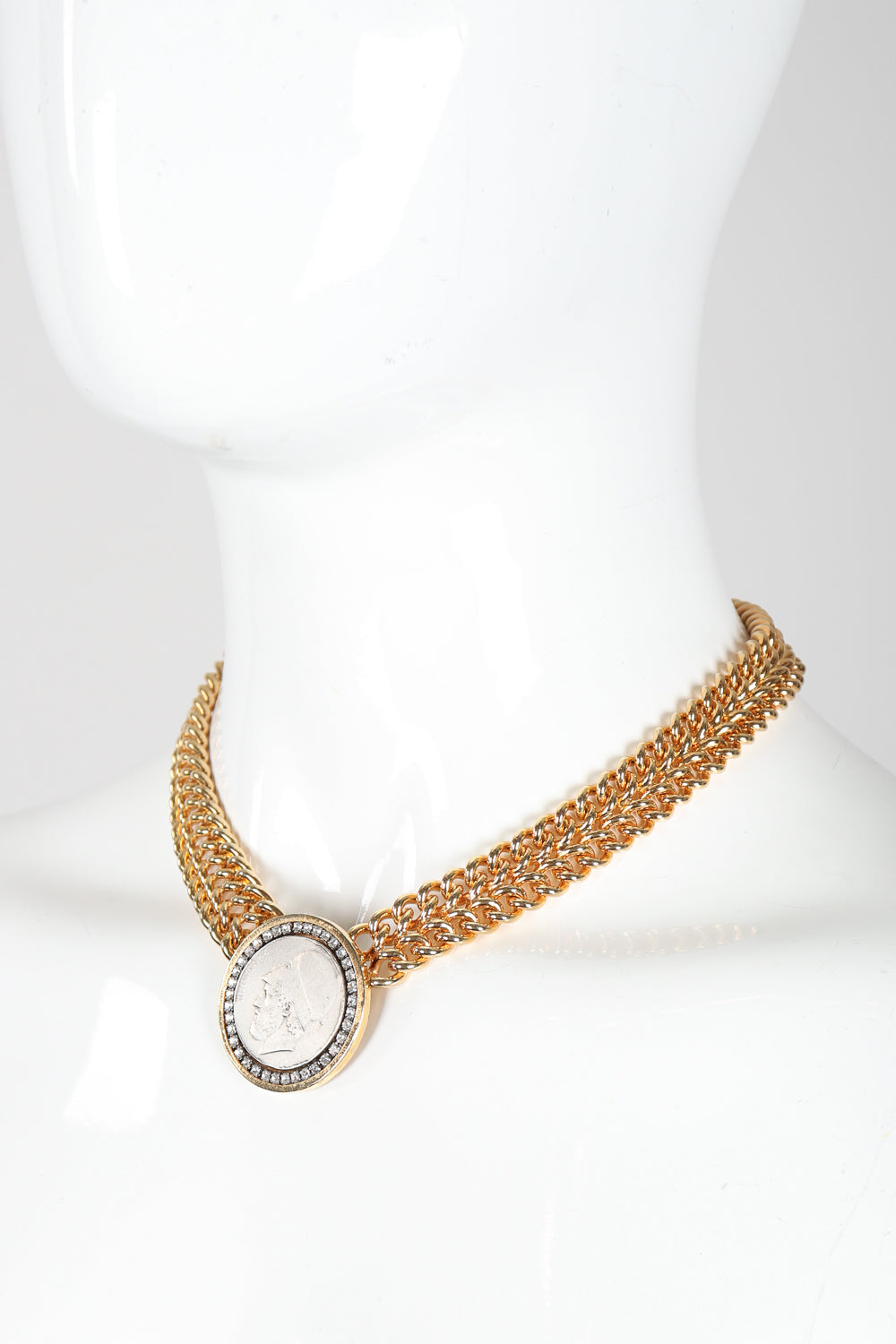 Recess Designer Consignment Vintage Les Bernard Greek Coin Chain Collar Pericles nepikahe Los Angeles Recycled Resale