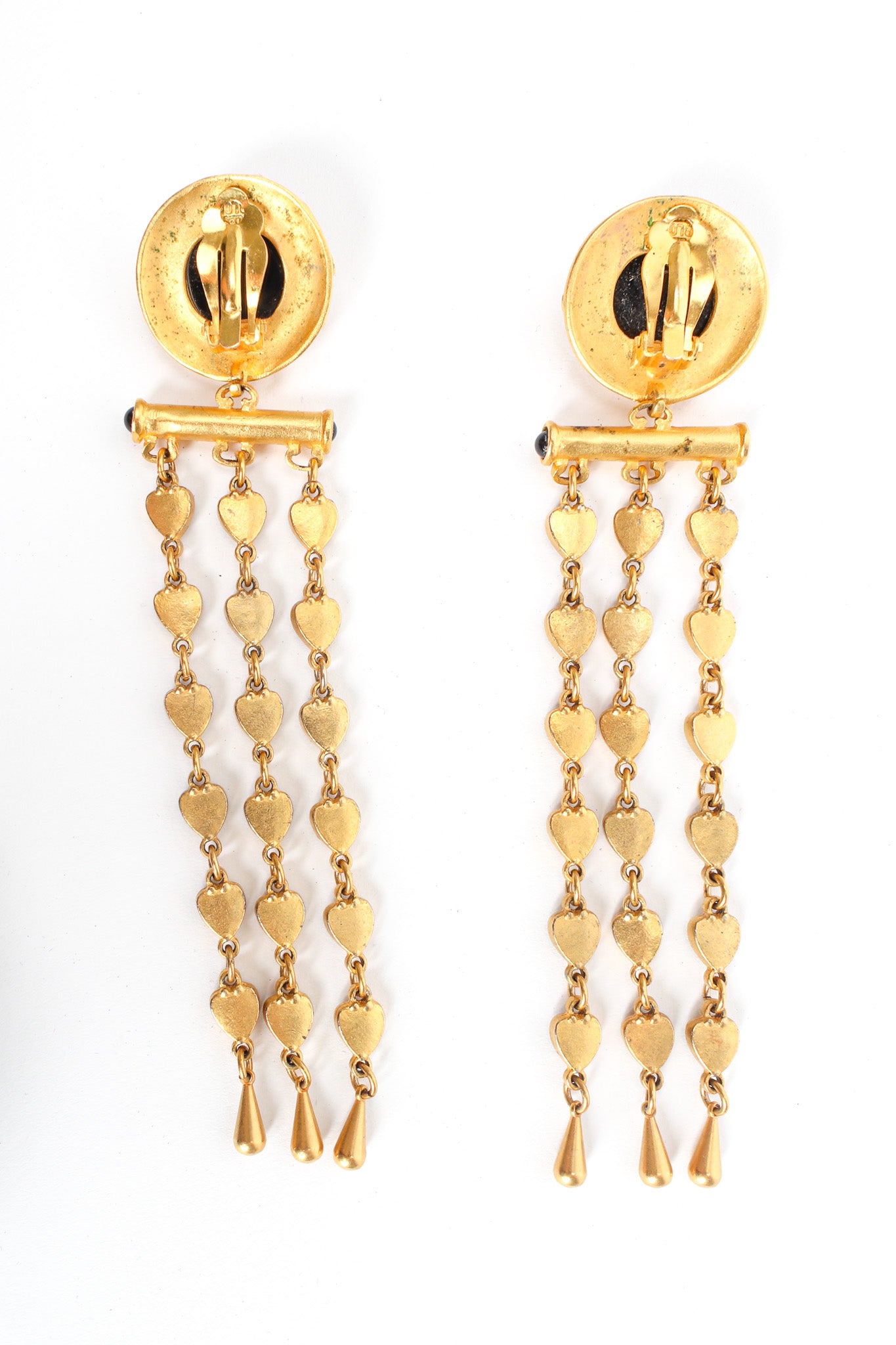 Vintage Leslie Block Love Chandelier Engraved Earrings back @ Recess LA