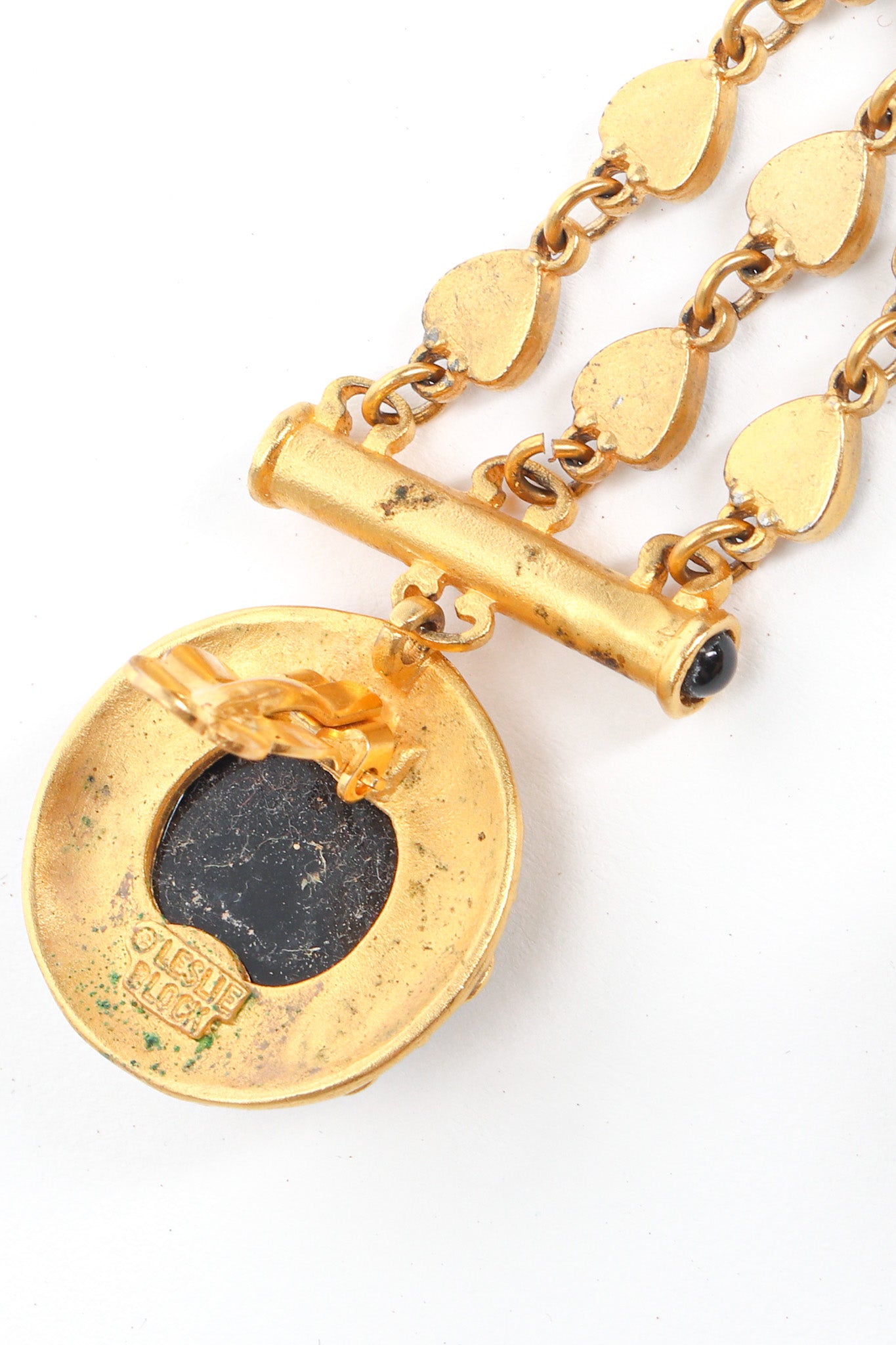 Vintage Leslie Block Love Chandelier Engraved Earrings signed/light discoloration @ Recess LA