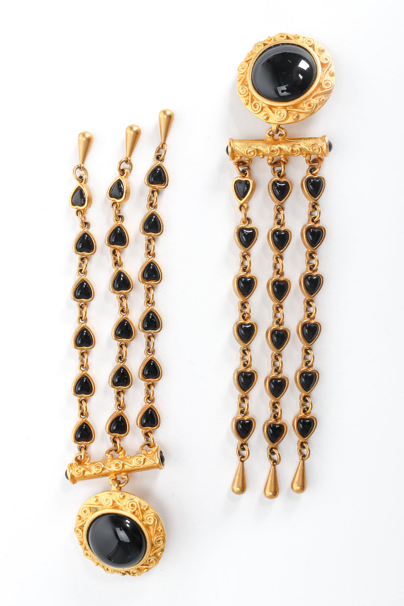 Vintage Leslie Block Love Chandelier Engraved Earrings side by side @ Recess LA