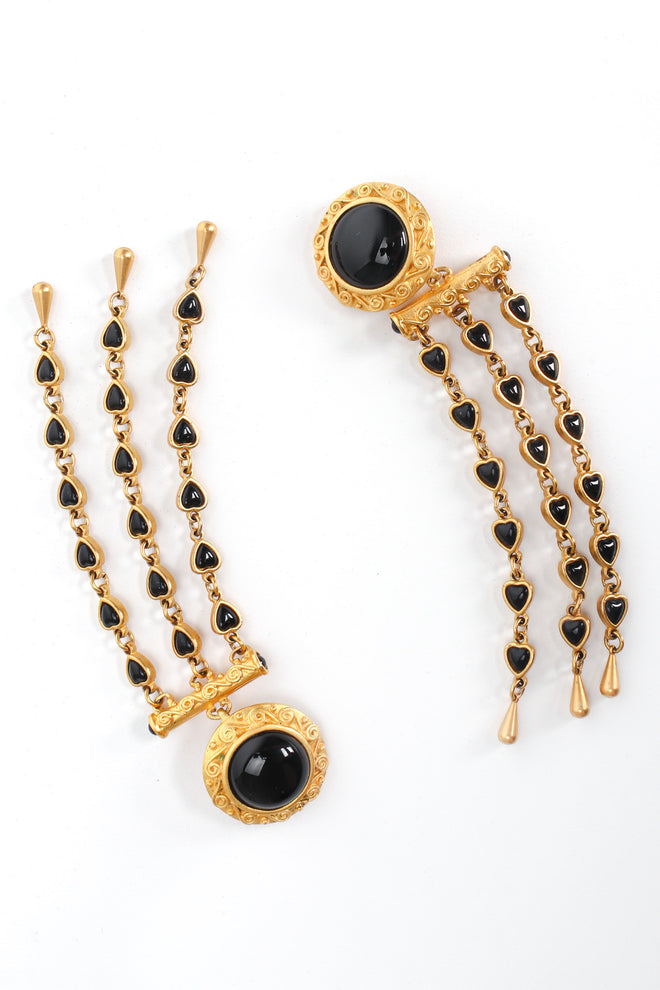 Vintage Leslie Block Love Chandelier Engraved Earrings diagonal flat @ Recess LA