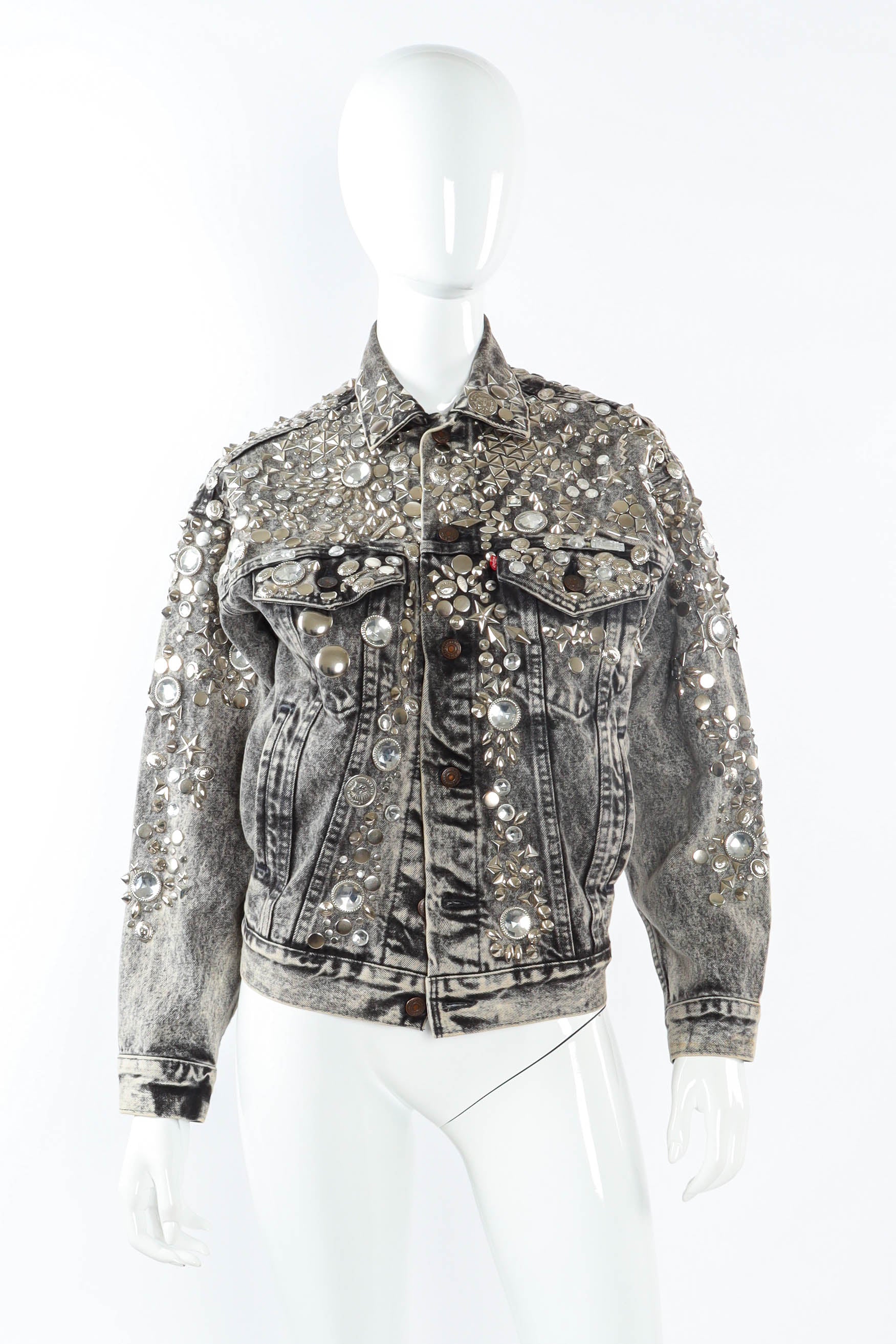 Vintage Levi's Electric Multi-Studded Denim Jacket mannequin front @ Recess LA