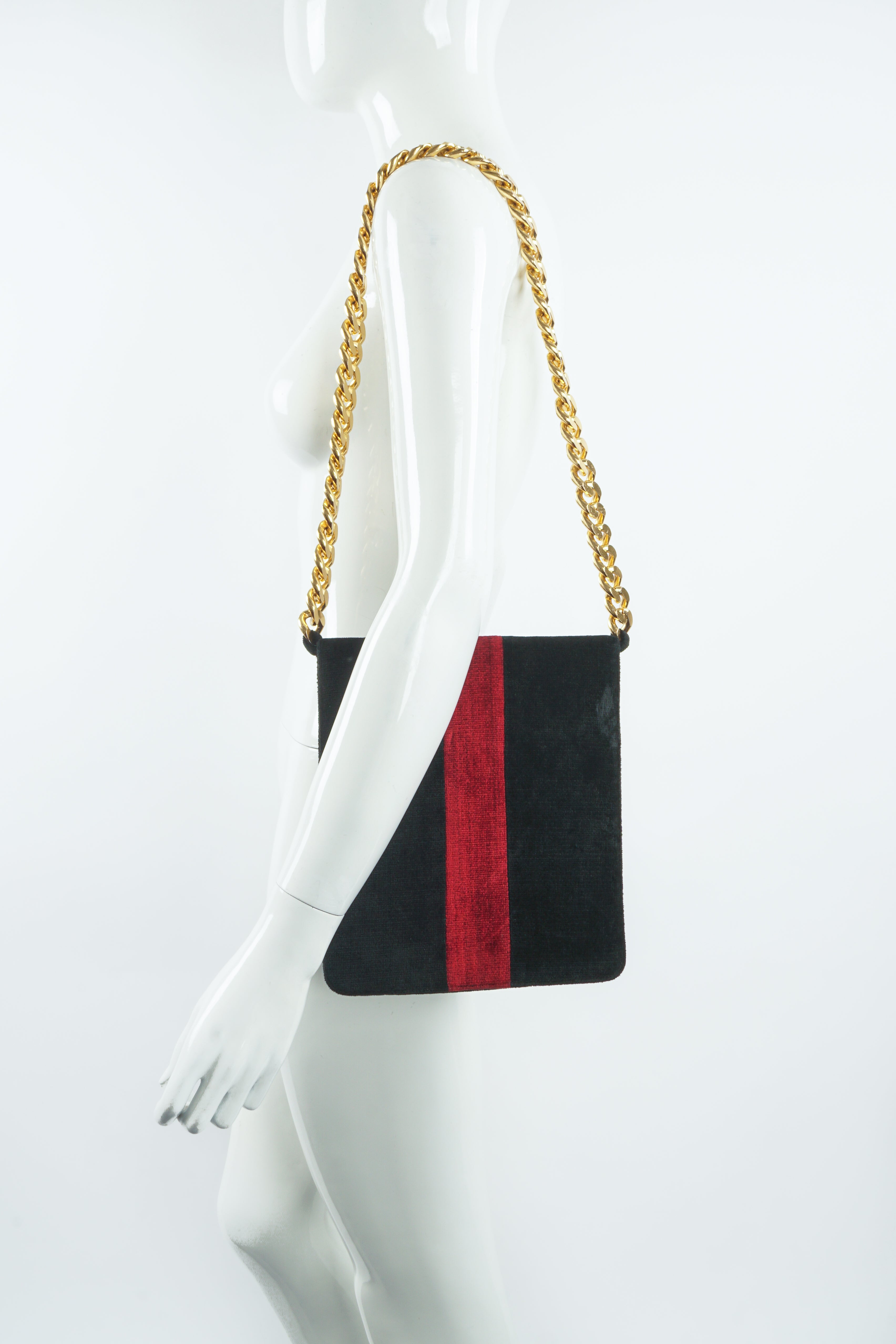 VIntage Lewis Chenille Stripe Chain Bag on Mannequin at Recess Los Angeles