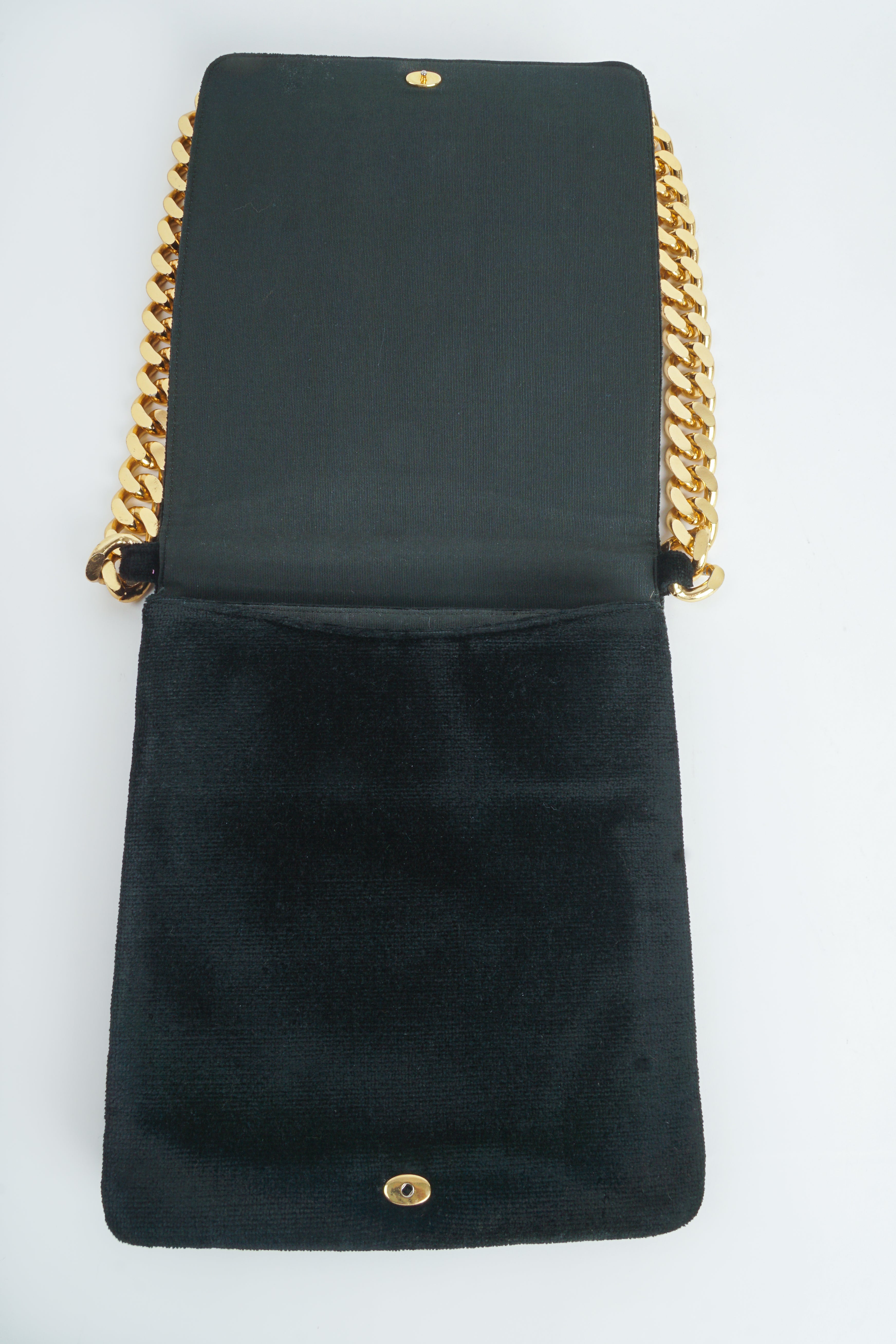 VIntage Lewis Chenille Stripe Chain Bag flap at Recess Los Angeles