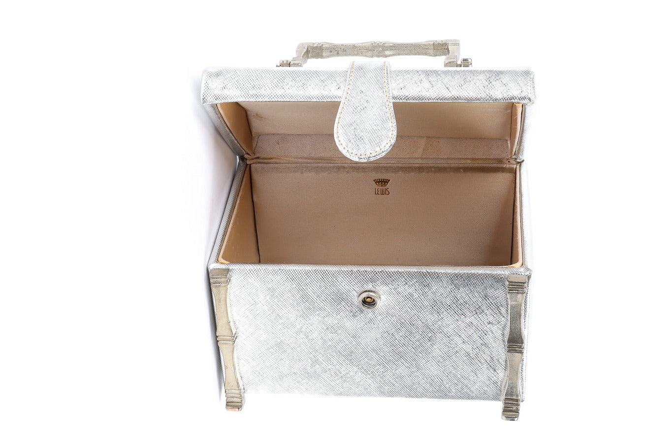 Lewis silver leather mini box bag inside detail @recessla