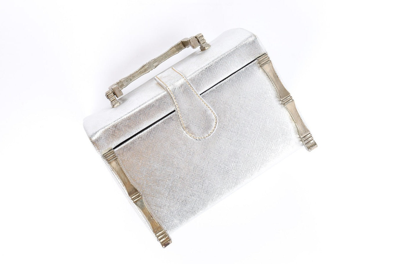 Lewis silver leather mini box bag product shot @recessla