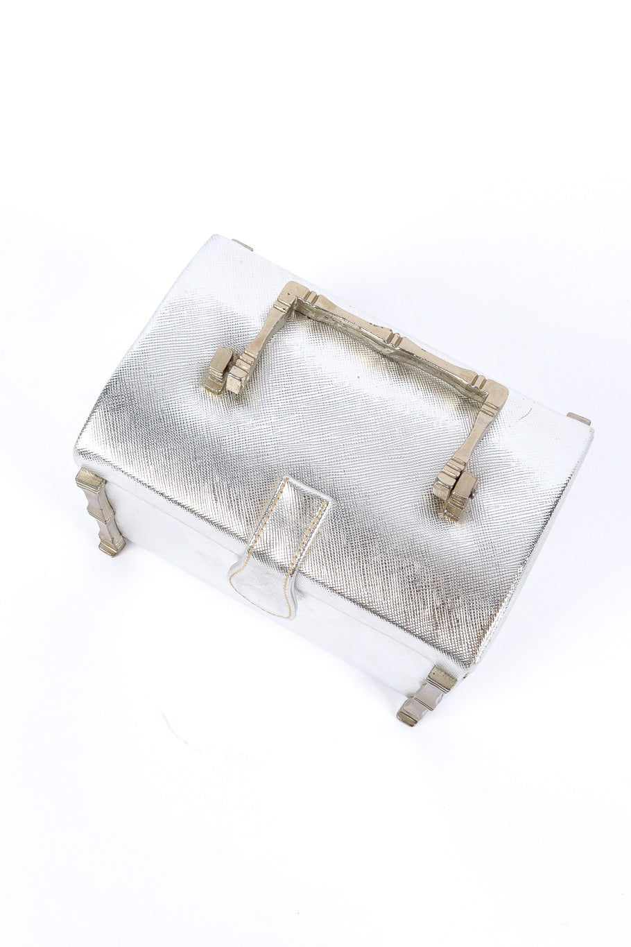 Lewis silver leather mini box bag top detail product shot @recessla