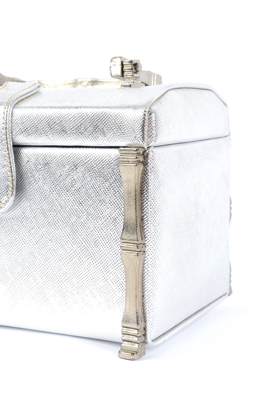 Lewis silver leather mini box bag details @recessla