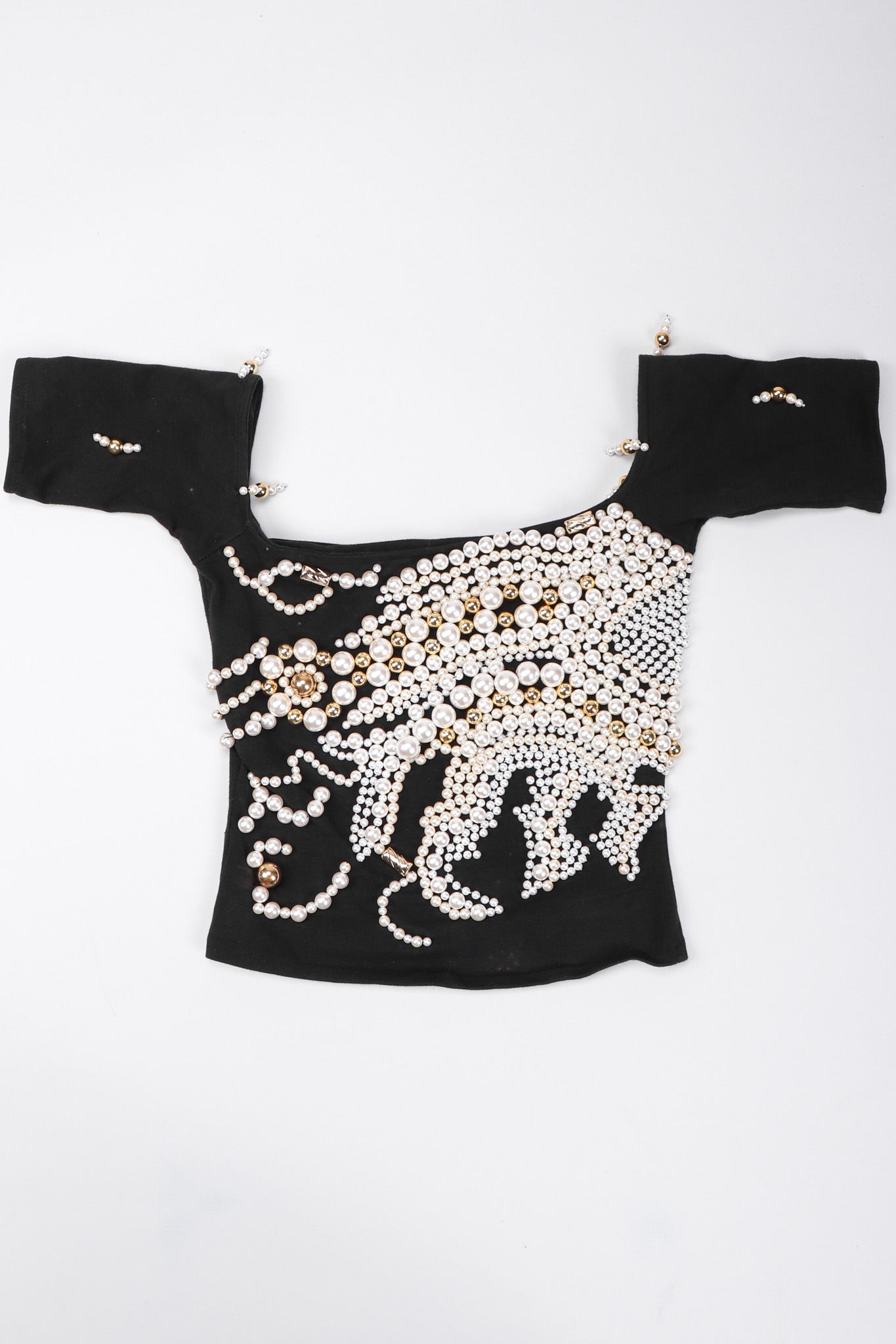 Recess Los Angeles Vintage Complice Off-The-Shoulder Pearl Explosion Stretch Tee Top 