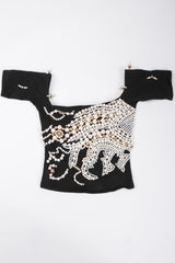 Recess Los Angeles Vintage Complice Off-The-Shoulder Pearl Explosion Stretch Tee Top 