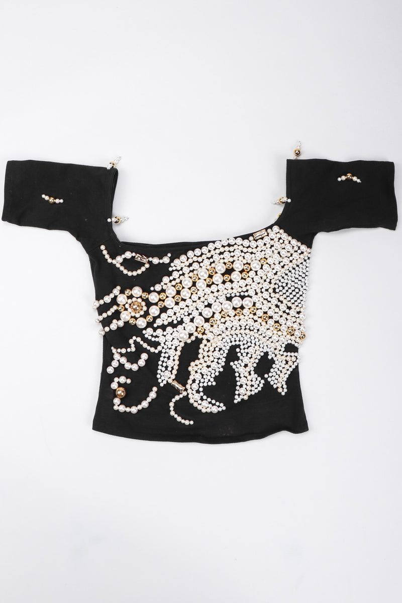 Recess Los Angeles Vintage Complice Off-The-Shoulder Pearl Explosion Stretch Tee Top 