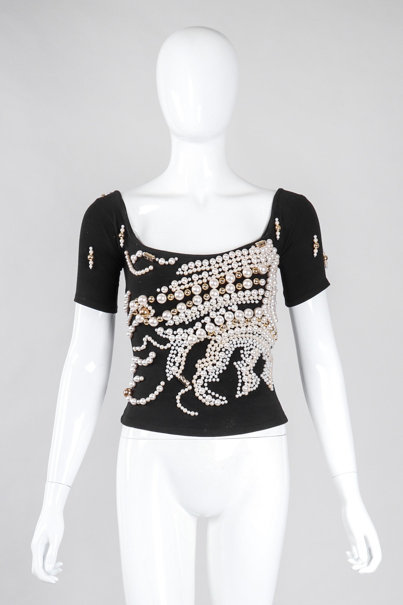 Recess Los Angeles Vintage Complice Off-The-Shoulder Pearl Explosion Stretch Tee Top 
