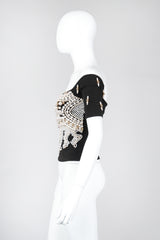 Recess Los Angeles Vintage Complice Off-The-Shoulder Pearl Explosion Stretch Tee Top 