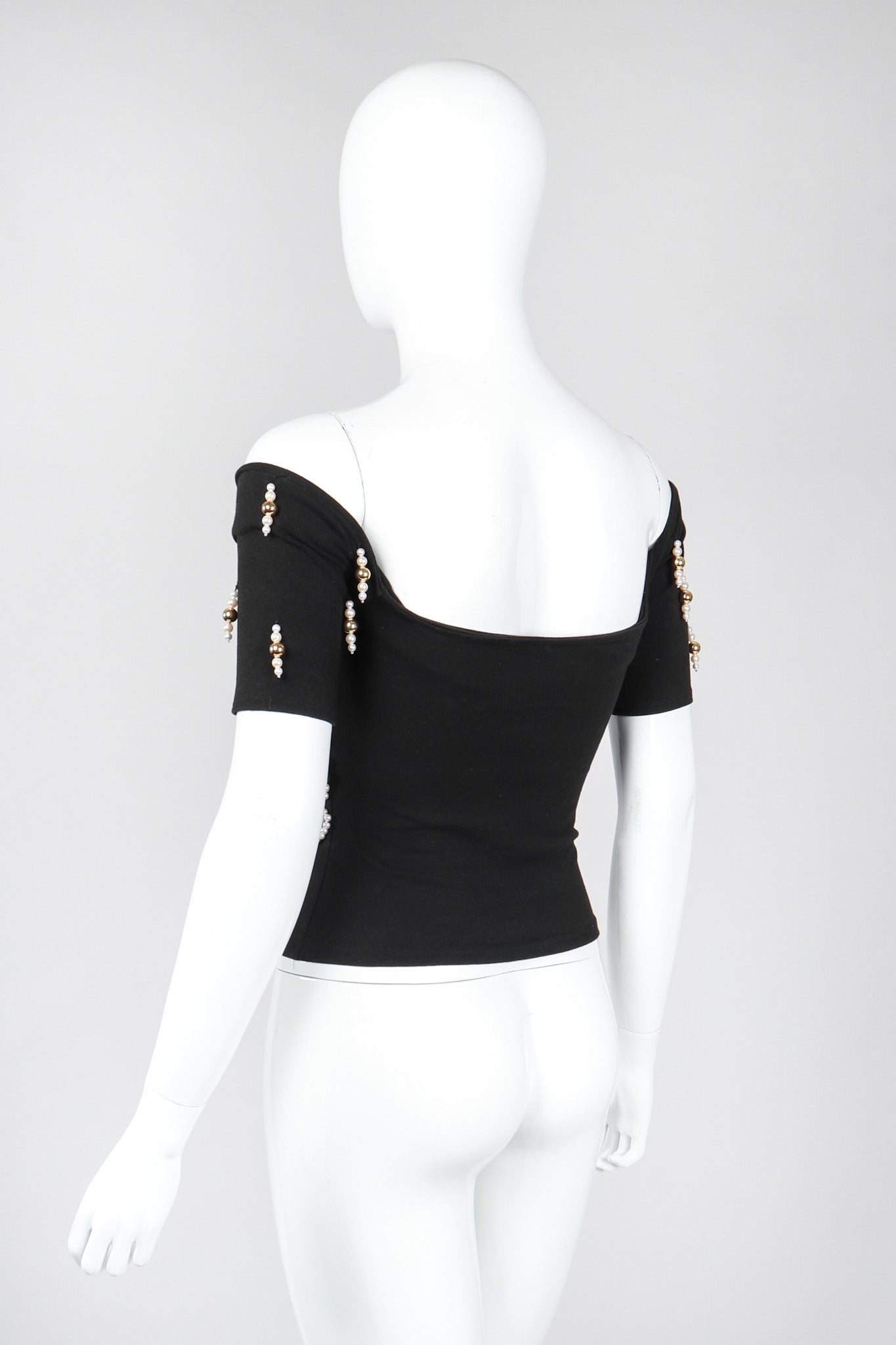 Recess Los Angeles Vintage Complice Off-The-Shoulder Pearl Explosion Stretch Tee Top 